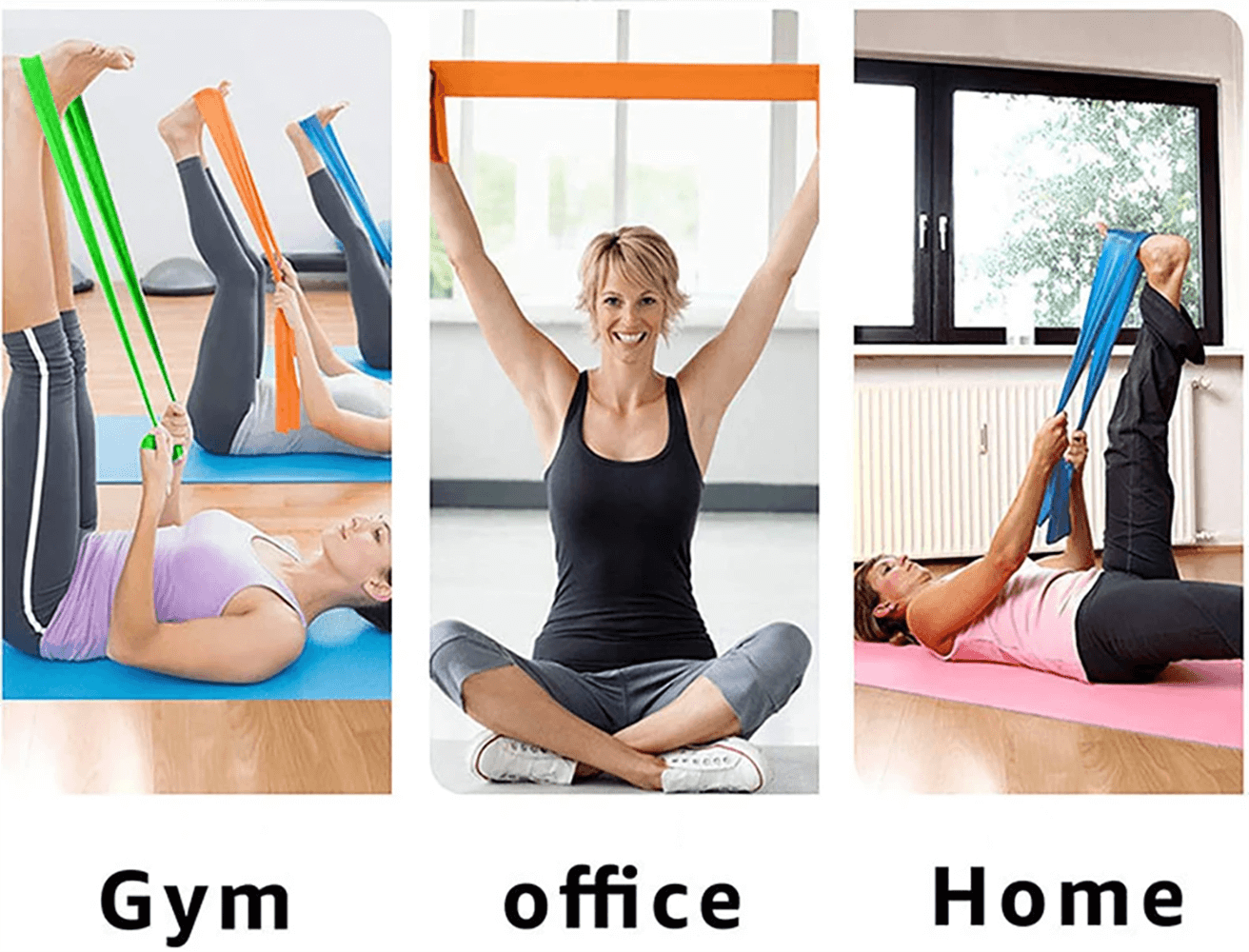 Pilates Resistance Bands Used for Fitness at Gym, Office, and Home Workouts